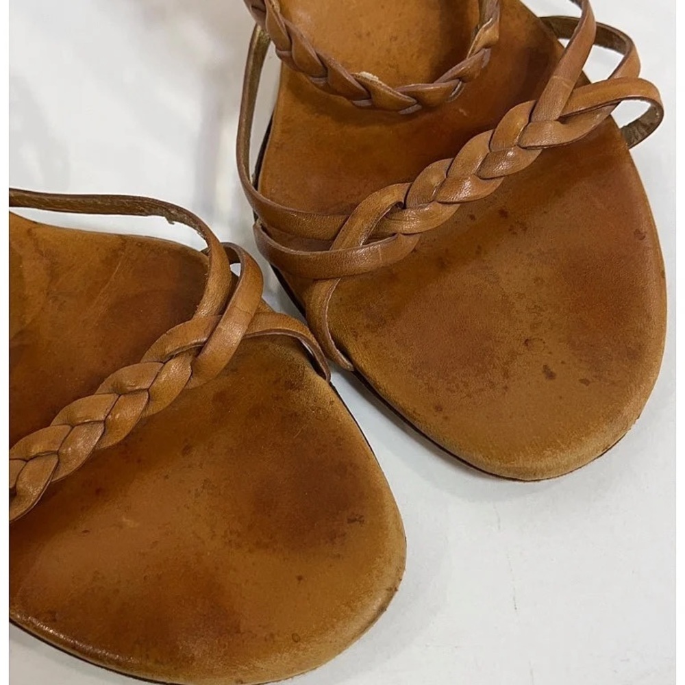 Vintage Celine Tan Braided Leather Sandals - Picture 3 of 11